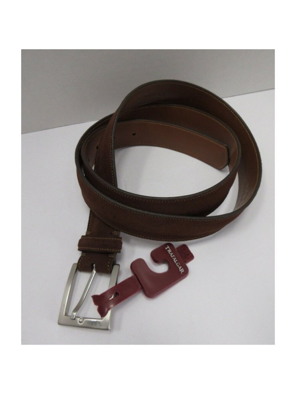 Trafalgar Belt 44 Luxe Suede Leather Silver Buckle Made In USA NEW